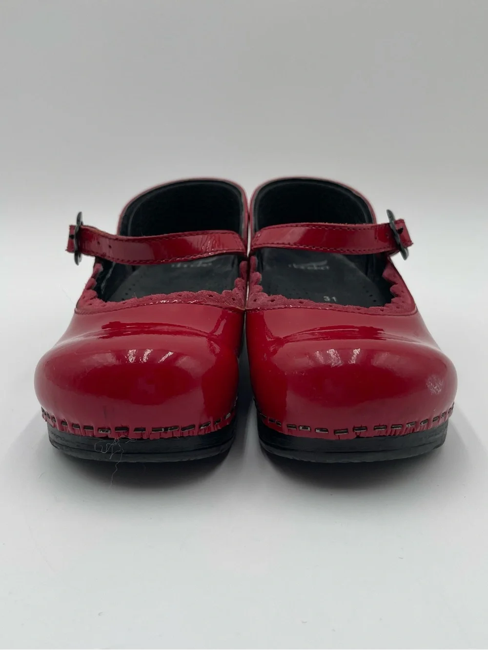 Dansko Girls Red Patent Leather Mary Janes Clogs Shoes Buckle Kids 31 US 12.5-13